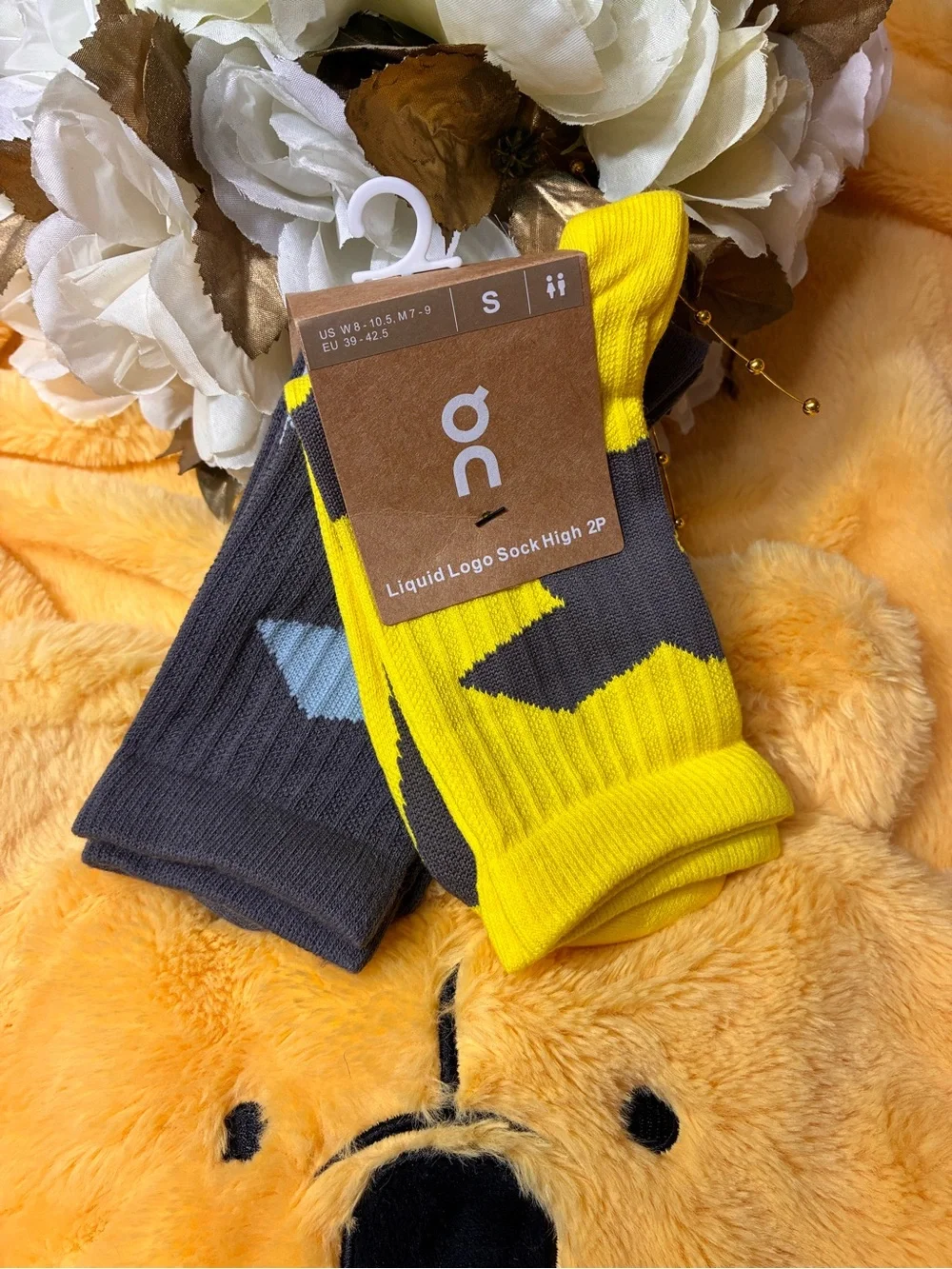On Running Crew Socks 2-Pack — Yellow & Charcoal New!